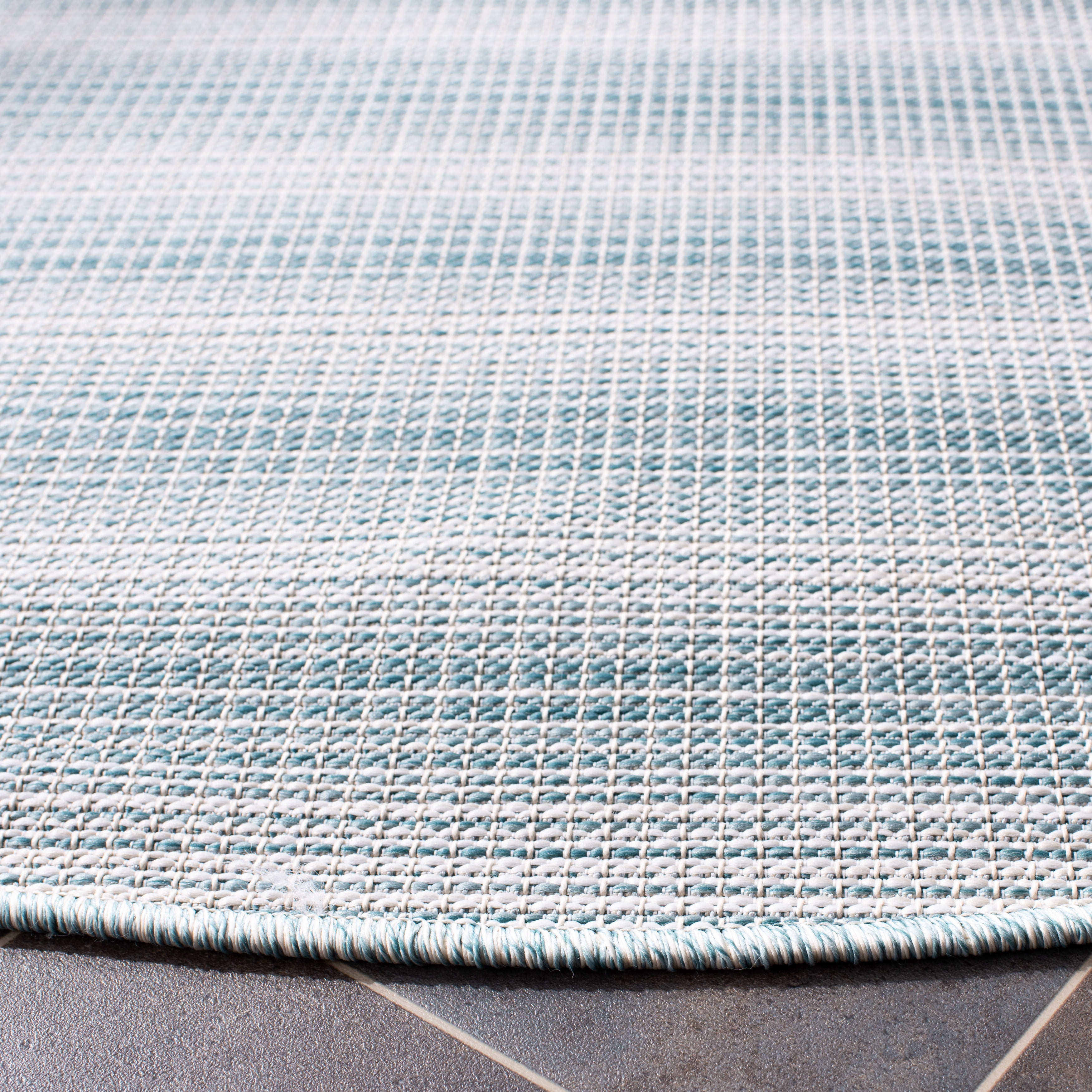 Safavieh Hampton Duana Striped Indoor/Outdoor Area Rug, Aqua Ivory/Multi, 6'5" x 6'5" Round