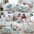 thumbnail image 6 of Teal Crab Coastal Bedding 3 Piece Duvet Cover Set Full Size, Summer Beach Nautical Starfish Retro Soft Microfiber Comforter Cover with Zipper Closure & Pillowcases, FadeResistant Quilt Cover, 6 of 9