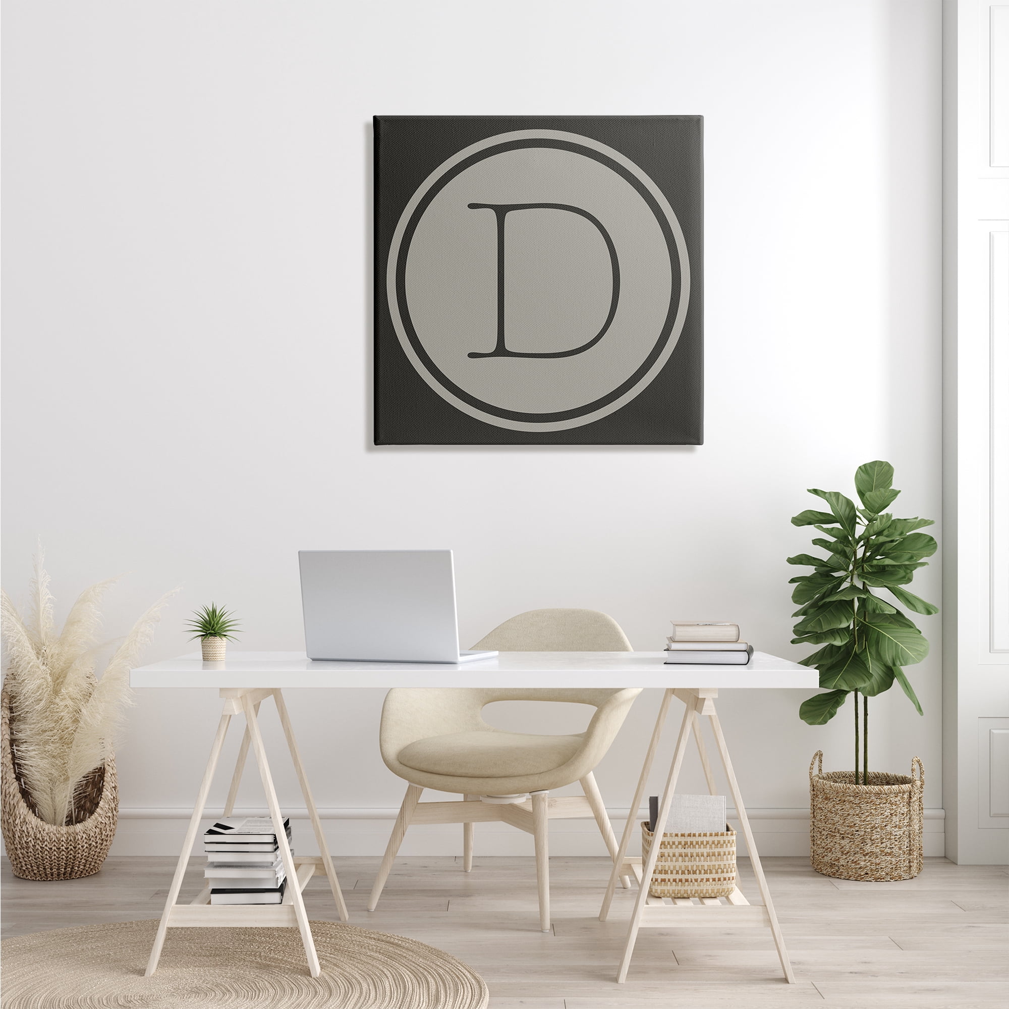 Stupell Industries Modern C Initial Circular Shape Elevator Key Typography Painting Gallery Wrapped Canvas Print Wall Art, 30 x 30