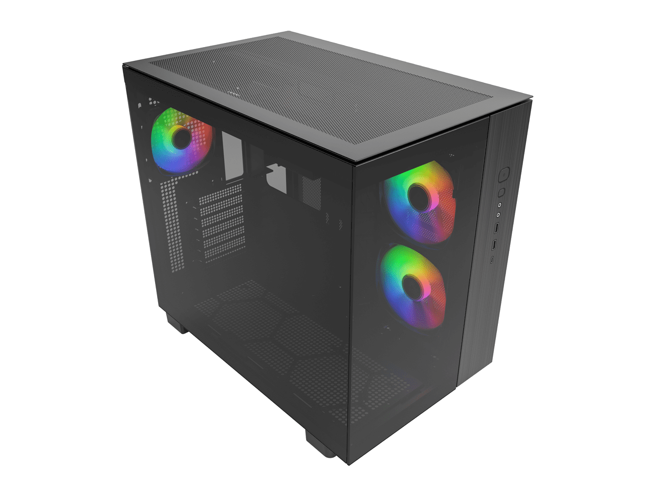 MONTECH KING 65 PRO ATX Mid Tower Gaming PC Case, Dual Chamber, High Airflow Mesh Panels, Supports RTX 40 Series, 3 Pre-Installed ARGB Fans, Tool-Free Access, Tinted Glass - Black