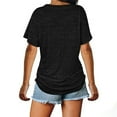 thumbnail image 4 of Womens Short Sleeve Shirts Women's V Neck T Shirts Short Sleeve Tunic Tops Basic Tee Loose Fitting Casual Tops Side Ruched Tunic Shirts Summer Tops for Women T-Shirt Short Sleeve Black L, 4 of 8
