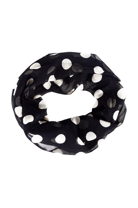 Vibrant Polka Dot Print Infinity loop Circle Scarf Black