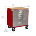thumbnail image 6 of Seville Classics UltraHD Heavy Duty Rolling Cabinet Workbench Table w/ Solid Wood Top, Workstation for Garage, Office, Workshop, Red, 6-Drawer (28" W x 25" D, 6 of 10
