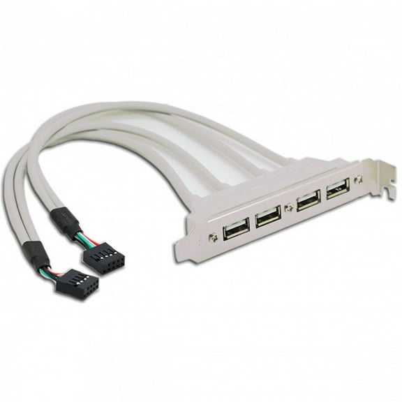 FVH PCI-E 4 Ports USB 2.0 Female Screw to Motherboard 9pin Header Cable with Bracket