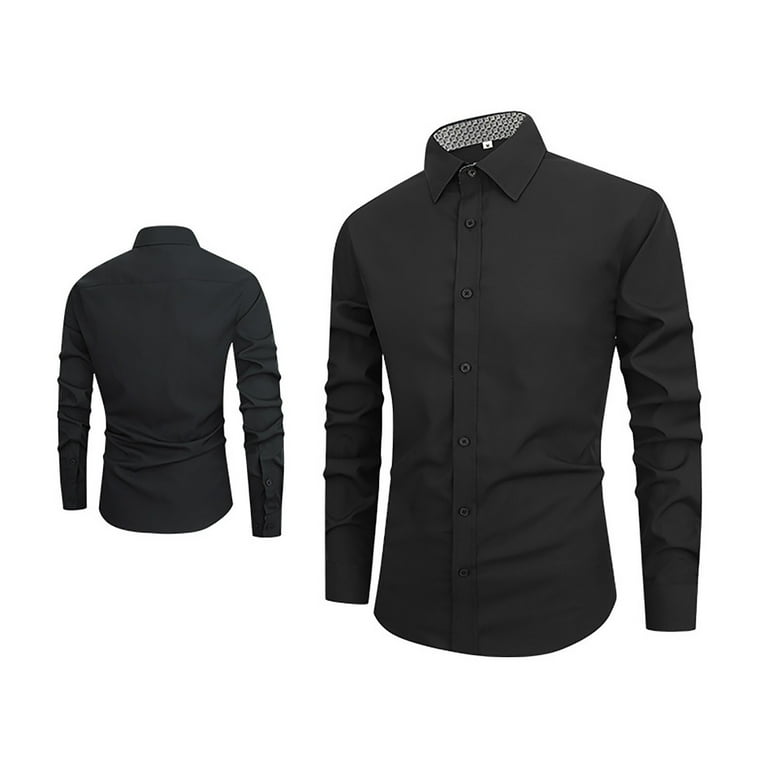 4xl black dress shirt Traveler Stretch Dress Shirt in Black 2XL / Semi Tall / Black main image 0