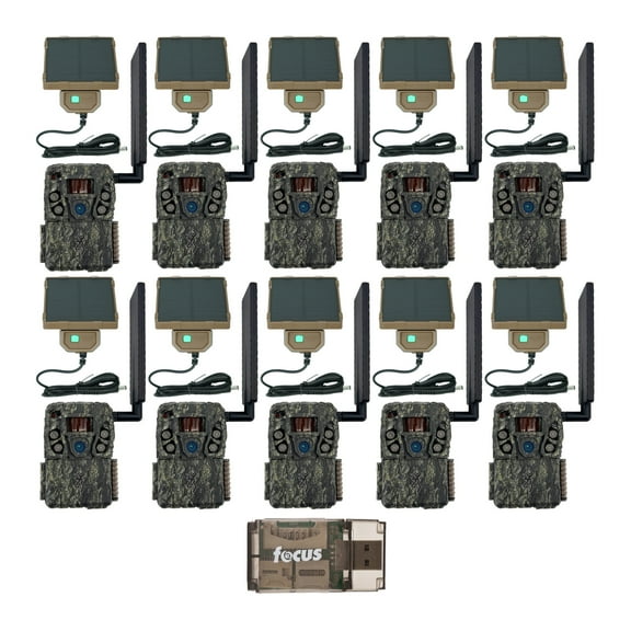 Browning Trail Camera Defender Wireless Vision Pro HD AI 46MP Trail Camera (10-Pack) Bundle with Solar Camera Power Pack and Card Reader (21 Items)