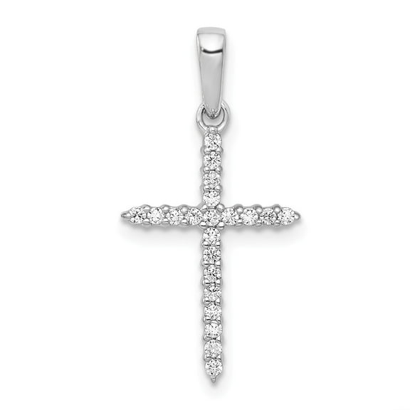 Real 14kt White Gold 1/6ct. Diamond Cross Pendant; for Adults and Teens; for Women and Men