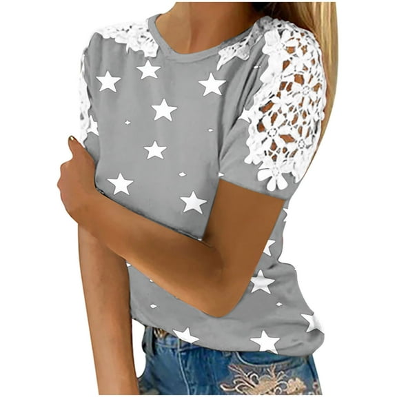 Youyipin womens tops spring fashion Womens Casual Crew Neck Short Sleeve Pleated Tops Blouses Fashion beach vacation clothes 2025