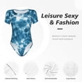 thumbnail image 4 of Balery Blue Tie Dye Body de cuello redondo de manga corta para mujer Tops de manga corta Tops básicos-Medium, 4 of 7