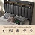 thumbnail image 5 of SIBEDS Bed Frame with Storage Drawers and Galaxy Star Projector PU Upholstered Black Headboard, Queen, 5 of 10