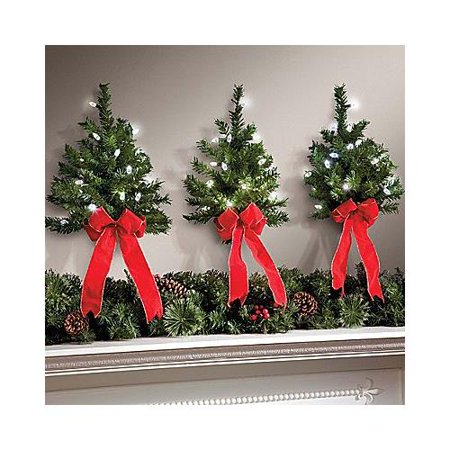 16 Decorative Indoor Outdoor Light Up Wall Christmas Trees With