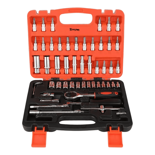 Kit De Herramientas Bloosom Mecanica Con Desarmador Y Matraca Rojo con Negro