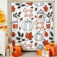 thumbnail image 4 of Fall Pumpkin Shower Curtains for Bathroom, Cozy Days Coffee Maple Leaf Nuts Autumn Waterproof Fabric Shower Curtain for Bathroom Bathtub Decoration, Machine Washable, 72"x72", 4 of 9