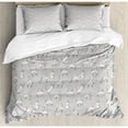 thumbnail image 3 of Grey Duvet Cover Set Twin Size, Cute Siamese Cat on Wall Design Playing and Posing Feline Asian Kitty Animal Design, Decorative 2 Piece Bedding Set with 1 Pillow Sham, Pale Grey, by Ambesonne, 3 of 3