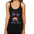 thumbnail image 1 of Autism Awareness Mom Life Messy Hair Bun | Cool Support Neon Print Bandana Mother's Day Tri-Blend Racerback Tank Top, Vintage Black, X-Large, 1 of 5