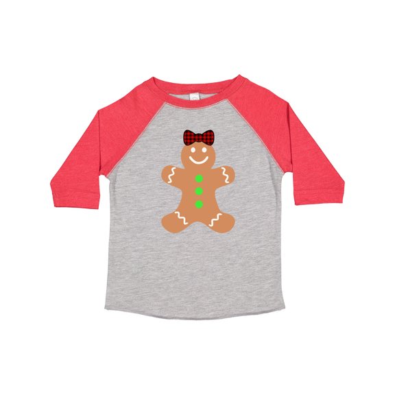 Inktastic Cute Gingerbread Girl with Red Plaid Bow Boys or Girls Toddler T-Shirt