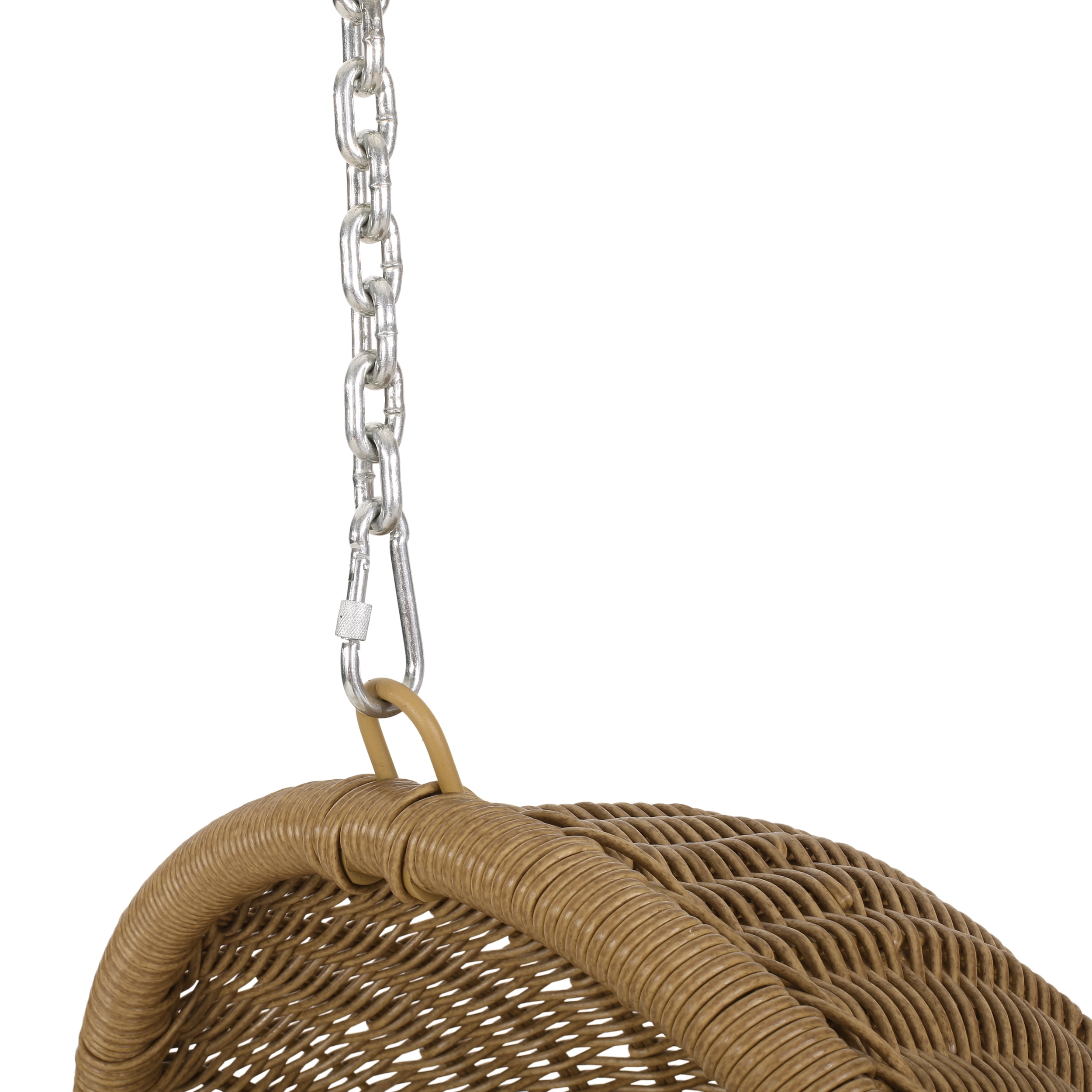 Azlee Wicker Hanging Chair with Dark Gray Cushion, Light Brown (NO STAND)