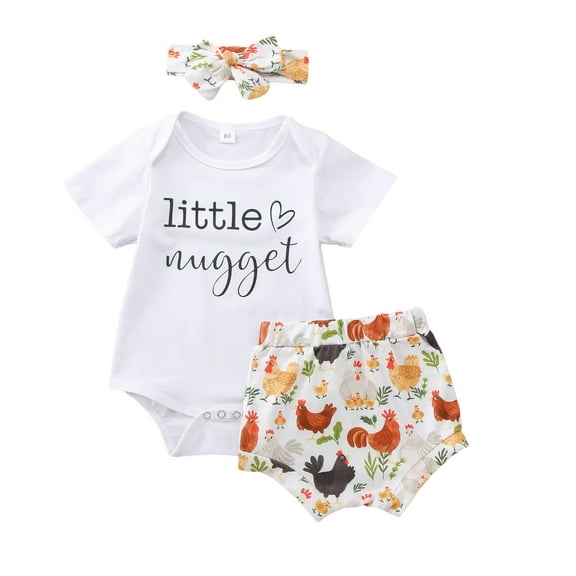 Baby Girl Outfit Summer Holiday Casual Clothes Romper Headband Outfits Set Clothes Girls White 3 Months-6 Months