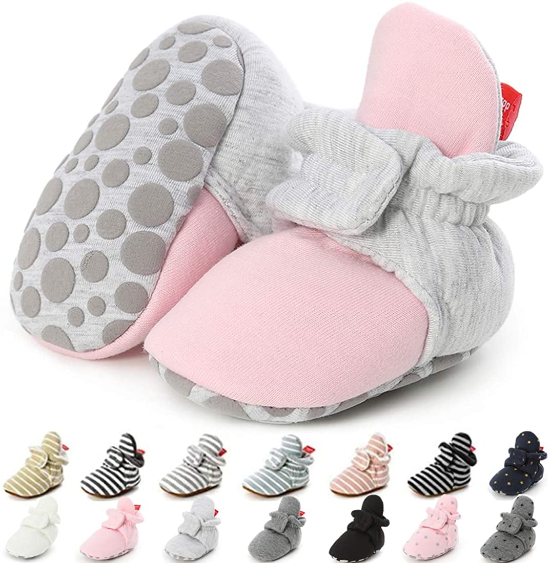 Baby Boy Girl Fleece Booties Newborn Cozy Winter Warm Socks Toddler Non-Slip Soft Sole Crib Shoes 