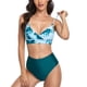 thumbnail image 2 of Bikini Dividido Tie Dye Print Cintura Alta Elástico Transpirable Cómodo Traje De Baño Bikini Para Playa Verde XL, 2 of 7