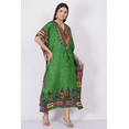 thumbnail image 2 of Women's Green African Long Kaftan Maxi Tunic Caftan Gown Top Night Dress One Size, 2 of 5