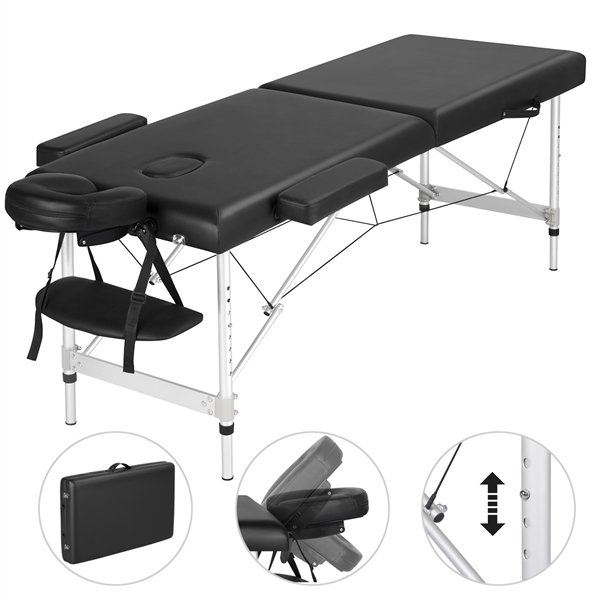Adjustable Massage Bed Folding Salon Bed Black
