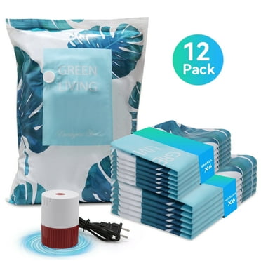 Qissep 12 Pcs Vacuum Cleaners Storage Bags with Electric Pump,Space Saver Bags(6 Medium/6 Small) Vacuum Seal Bags for Clothing,Toys,Pillows and Travel