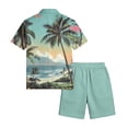 thumbnail image 6 of Men's Summer Vacation 2 Piece Outfits Hawaiian Beach Cruise Button Down Shirts Shorts Sets Travel Clothes, 6 of 6