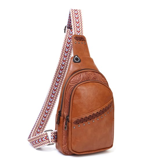 Crossbody Sling Bag for Men and Women Vintage Fanny Pack with Adjustable Strap Anti Theft Genuine Leather for Travel