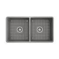 thumbnail image 6 of BOCCHI Classico Farmhouse Apron Front Fireclay 33 in. Double Bowl Kitchen Sink with Protective Bottom Grid and Strainer in Matte Gray, 6 of 6