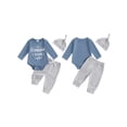 thumbnail image 2 of xiaxaixu Baby Boys Pants Set, Long Sleeve Letters Print Romper with Sweatpants and Hat Fall Outfit, 2 of 8