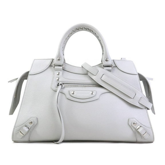 Pre-Owned BALENCIAGA Handbag Shoulder Bag Neo Classic Leather Light Gray Silver Women's e60573f