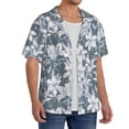 thumbnail image 2 of Rateoe Lilies Flowers Pattern Men's Short Sleeve Classic Shirt, Casual Short-Sleeved Shirt, Lightweight Summer Shirt, Cuban Collar Shirt,Button-Front Shirt-4X-Large, 2 of 5