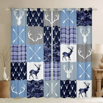 jejeloiu Jungle Animal Bear Blackout Curtains Set of 2 (52x84 Each),Elk Silhouette Window Curtains,Bohe Tribal Curtains and Drapes For Adults,Microfiber Bedroom Decor