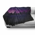 thumbnail image 3 of Night Soft Flannel Fleece Throw Blanket, City Skyline Silhouette Skyscrapers Abstract Graphic Architecture Urban Life, Cozy Plush for Indoor and Outdoor Use, 70" x 90", Indigo Pale Pink, by Ambesonne, 3 of 6