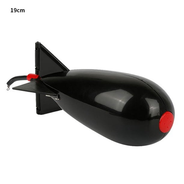 Alimentador de pesca de carpa Eigraketly cohetes flotantes soporte de cebo Negro Largo 19cm