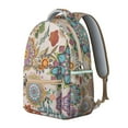 thumbnail image 2 of Macrame Detail Boho Backpack - Spacious 17" Laptop Bag with Vintage Ethnic Print | Heavy Duty College Backpack for Women, Water-Resistant School Supply Organizer for Dorm & Campus Commute, 2 of 6