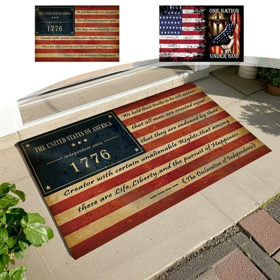 Dmlowu 4th of July Decorations Bathroom Rugs 16x24" Quicker Dry Patriotic Kitchen Mats for Floor Non Slip Extra Soft Rugs for Living Room