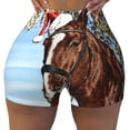 thumbnail image 2 of Balery Christmas Horse Pantalones cortos de entrenamiento estampados para mujer, sin costuras, ajustados, para gimnasio, yoga, correr, deportes, ejercicio activo, fitness.-Medium, 2 of 8