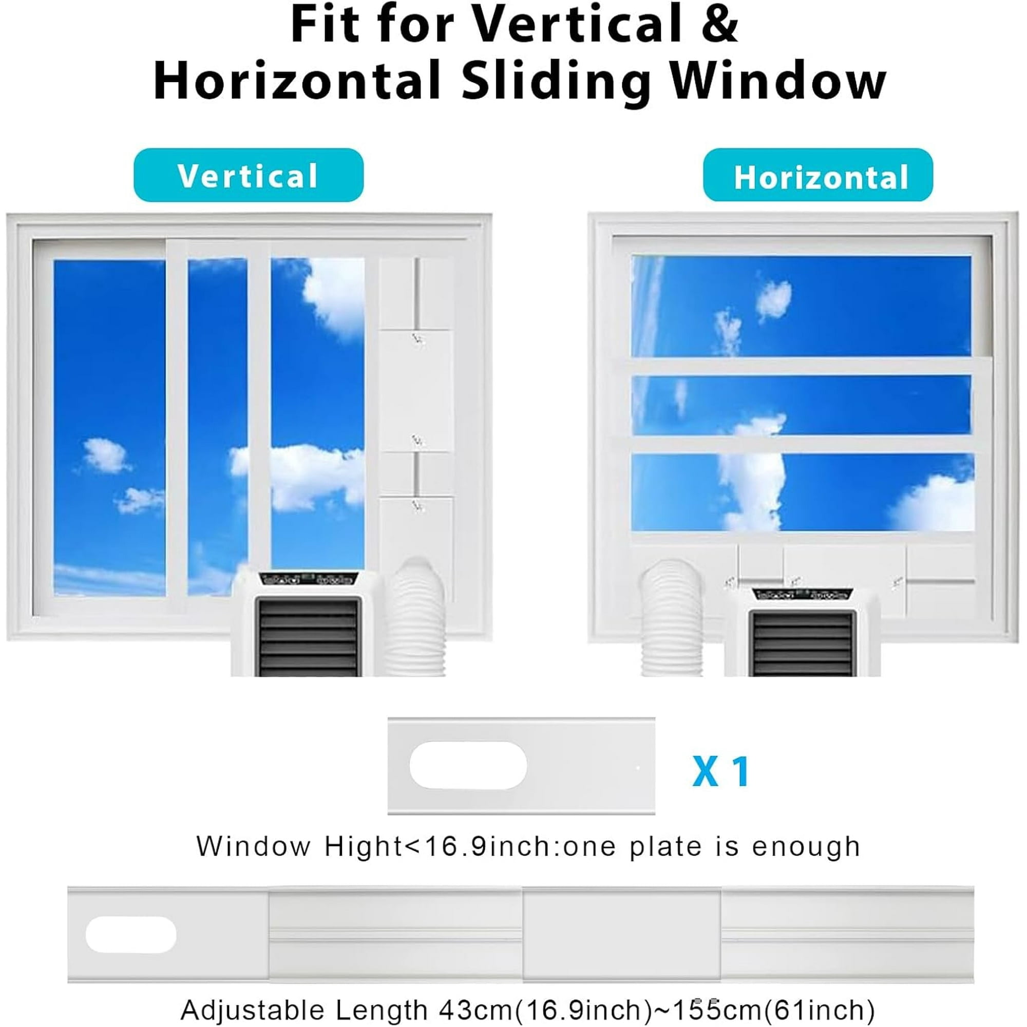 Portable AC Window Vent Kit for 5.9” Exhaust Hose, Adjustable Sliding Window Seal (Up to 79” Length), Universal Replacement Kit for Portable Air Conditioner with Coupler