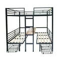 thumbnail image 3 of Twin Size Loft Bed with Table Sets, Transformable To Twin Over Twin Bunk, Metal Construction Loft Bed with Guardrails and Two Drawers, 3 of 11