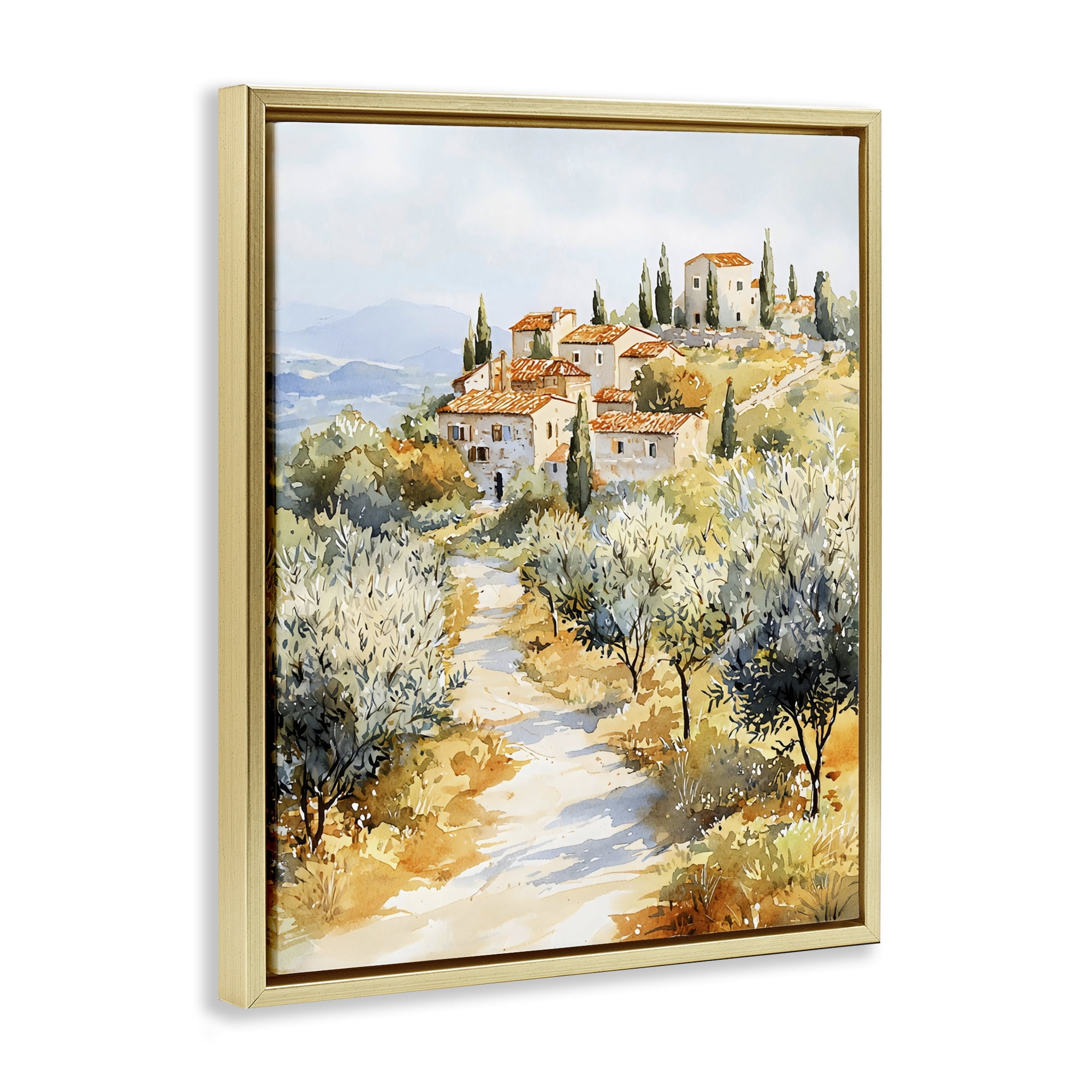 Stupell Industries Tuscan Hilltop Village View Gold Framed Floater Canvas Wall Art, design by LSR Design Studio