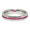 thumbnail image 4 of Grey Titanium Ring Band Wedding Pink Grooved Sapphire (Colors) Round, 4 of 7
