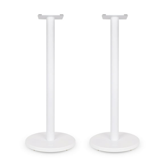 Fluance Floor Speaker Stands for Surround Sound and Bookshelf Speakers with Solid Construction, Adjustable Floor Spikes, Rubber Isolation Feet, Cable Management, Round Base - Matte White/Pair SS05RWH