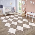 thumbnail image 4 of 10x13 Washable Area Rugs Distressed Checkered Rug for Living Room, Bedroom, Nursery, Non Slip Modern Trellis Office Carpet, Low Pile Neutral Soft Dining Room Rug, Brown, 4 of 9
