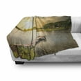 thumbnail image 3 of Nature Soft Flannel Fleece Blanket, Wooden Deck on the Lake Surrounded by Foliage Greenery Evening Sky Serene Landscape, Cozy Plush for Indoor and Outdoor Use, 70" x 90", Multicolor, by Ambesonne, 3 of 6