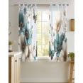 thumbnail image 4 of Teal Tulip Butterfly Sheer Curtains 54 Inch Length 2 Panels Set for Living Room/Bedroom, Beige Turquoise Floral Blue Coastal Kitchen Curtains Grommet Semi-Sheer Curtains Window Treatments 42"x54"x2, 4 of 7