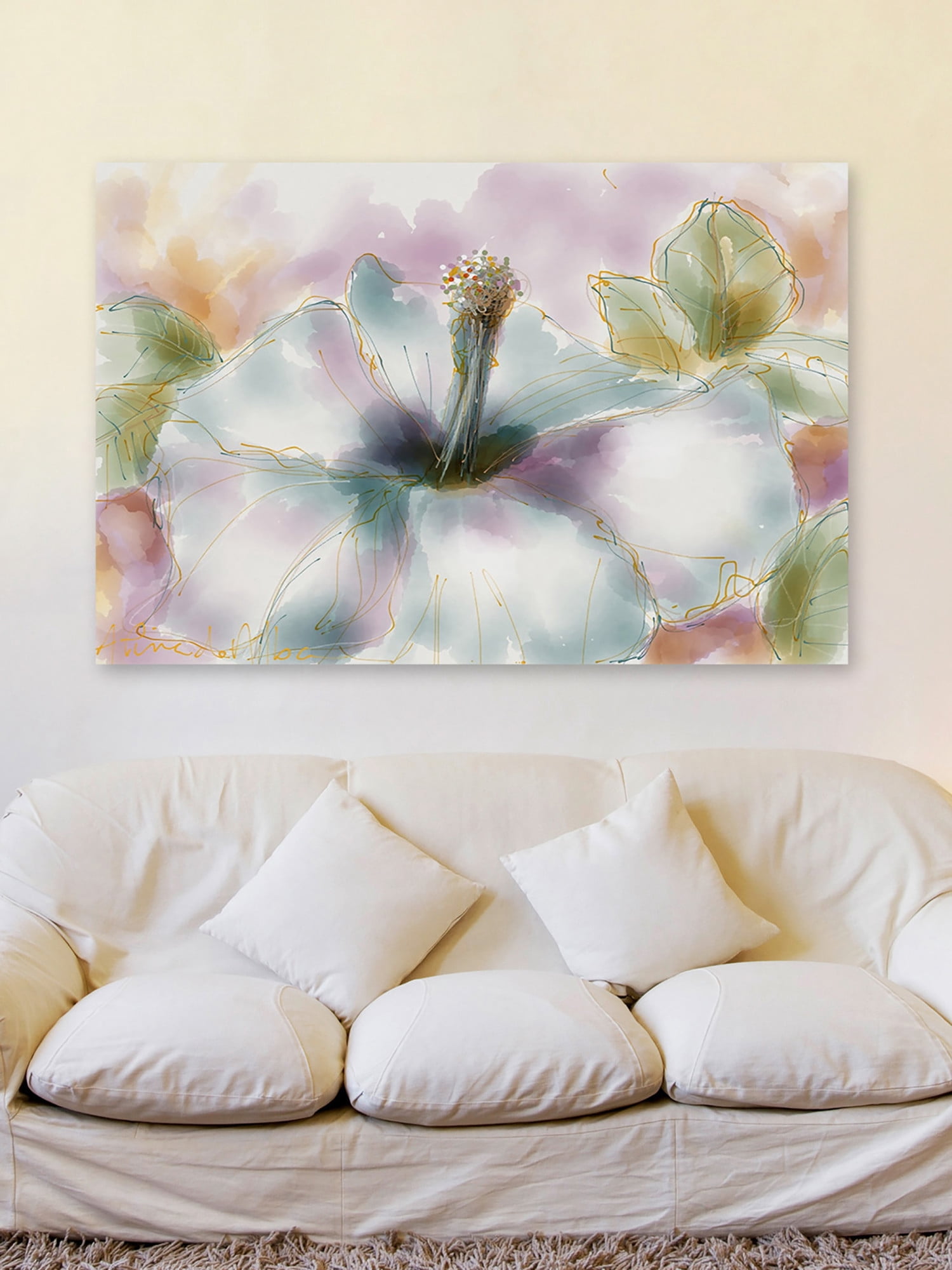 Marmont Hill "Pastel Hibiscus" by Arthur Pina Painting Print on Wrapped Canvas