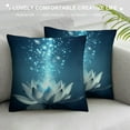 thumbnail image 3 of JRXY  White Lotus Decorative Throw Pillows Covers, Magic Glittering Lotus Flower Throw Cushion Cover Pillowcases for Bedroom Sofa Living Room, White Blue White, 3 of 5