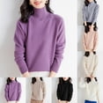 thumbnail image 4 of Turilly womens sweaters under $10 Womens Solid Color Shoulder High Neck Thick Loose Top High Neck Sweater, 4 of 4